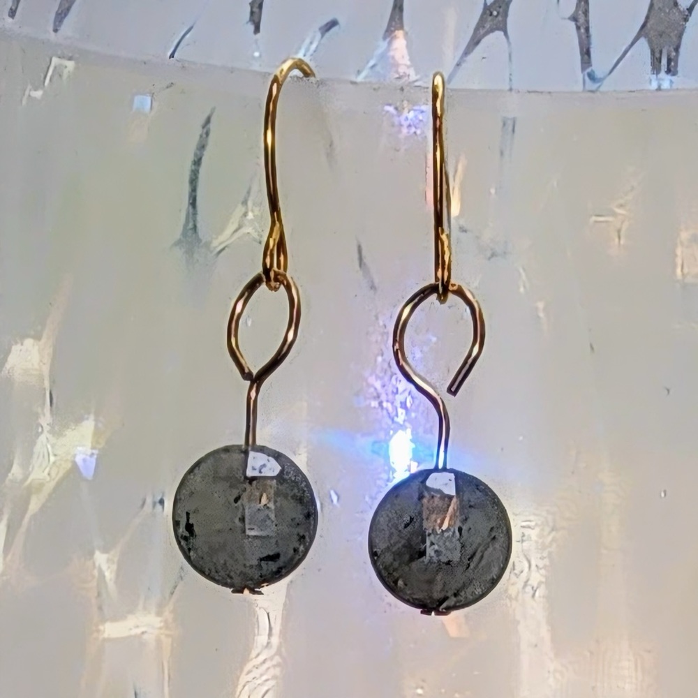 Labradorite and Gold Earrings